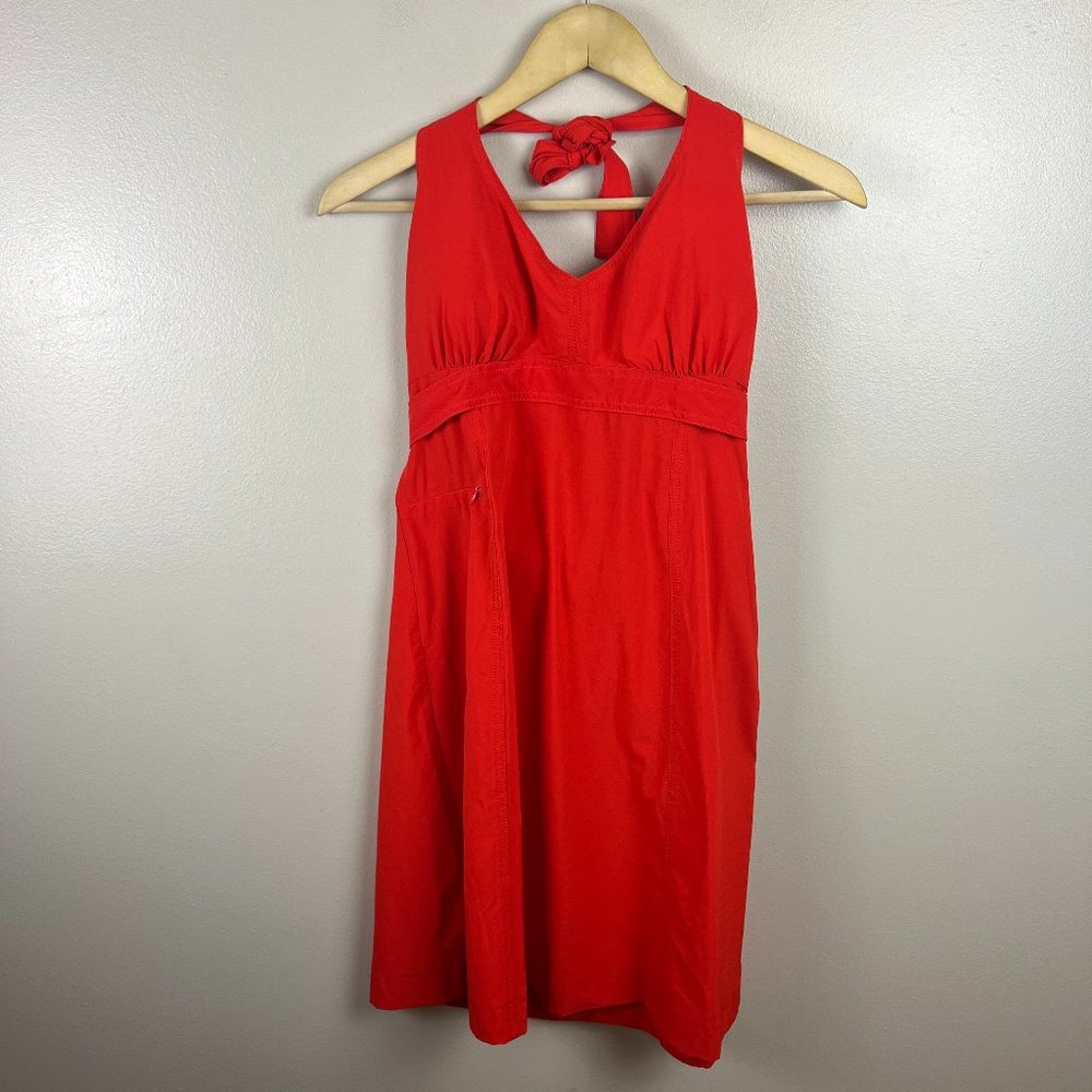 Athleta Pack Everywhere Halter Dress Size 8 Orange Athletic Swim Travel Beach